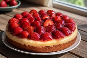 Erdbeerkuchen mit Pudding, warum Puddingpulver laut Bäckermeistern in kalte Milch gehört
