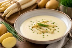 Spargelcremesuppe wie bei Johann Lafer, mit einer Kartoffel statt Sahne gebunden