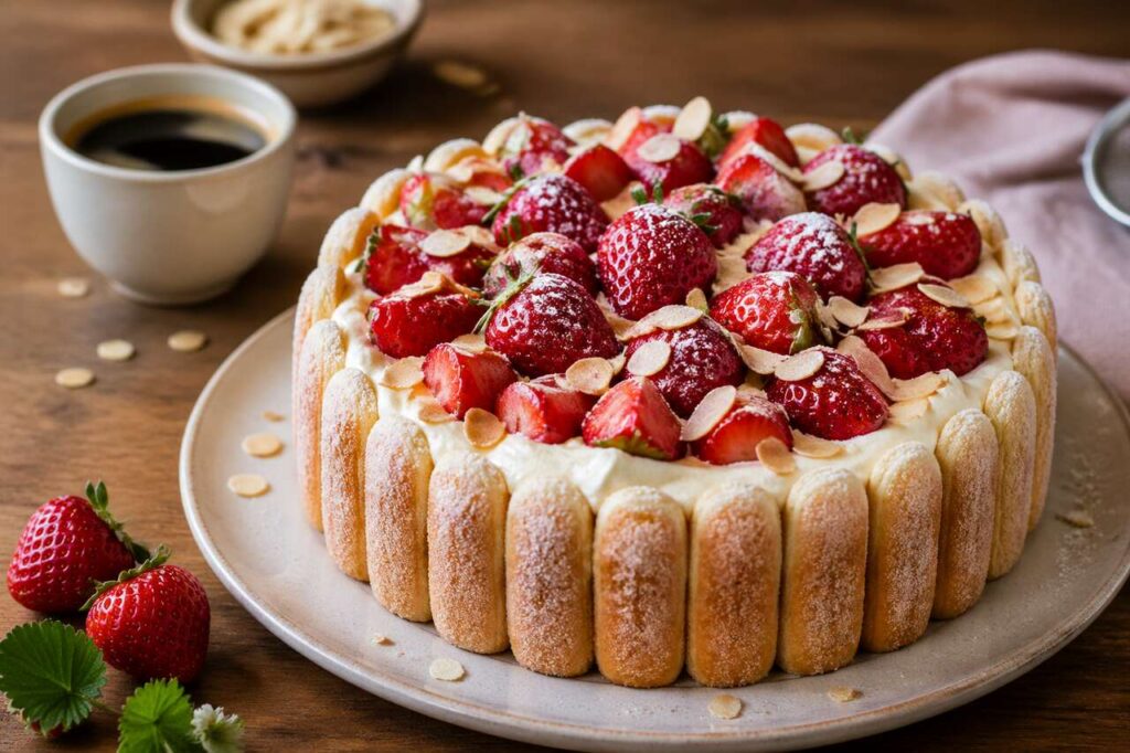 Muttertagstorte mit Erdbeeren und Mascarpone, die ohne Gelatine trotzdem 2 Tage hält