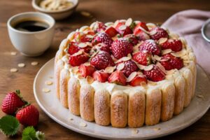 Muttertagstorte mit Erdbeeren und Mascarpone, die ohne Gelatine trotzdem 2 Tage hält