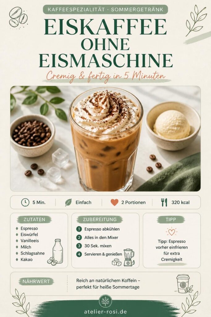 Eiskaffee ohne Eismaschine im Standmixer – cremig und fertig in 5 Minuten