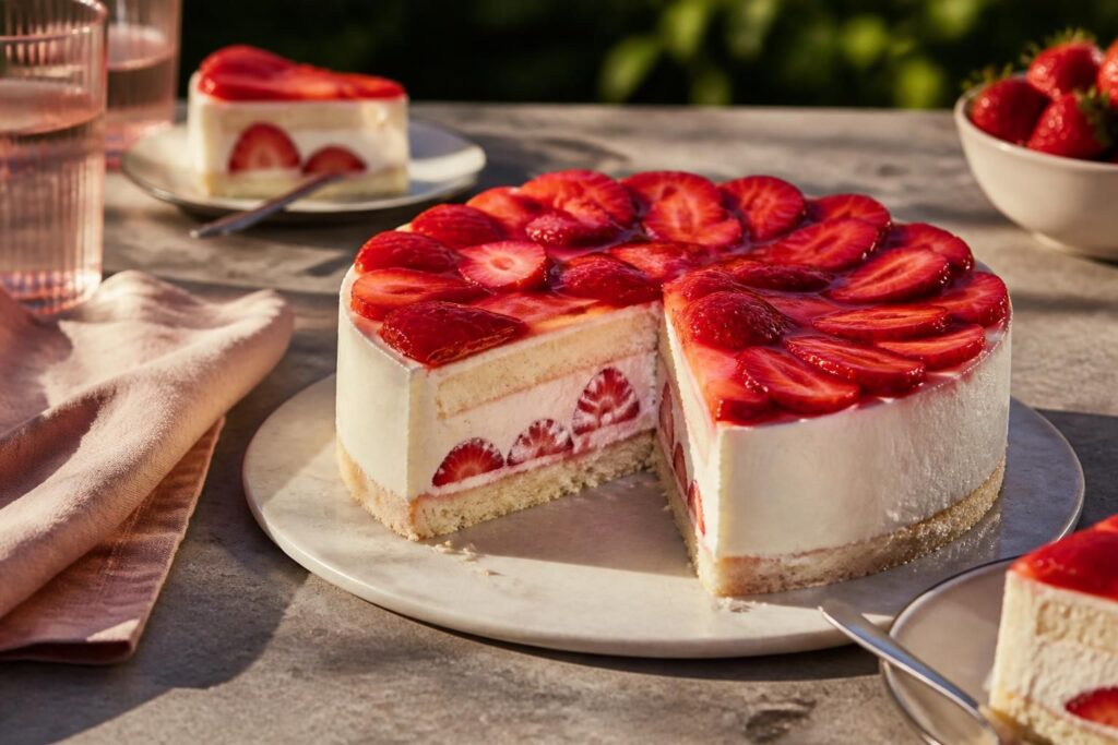 Erdbeer-Mascarpone-Torte ohne Gelatine, warum sie bei 30 Grad zwei Tage formstabil bleibt