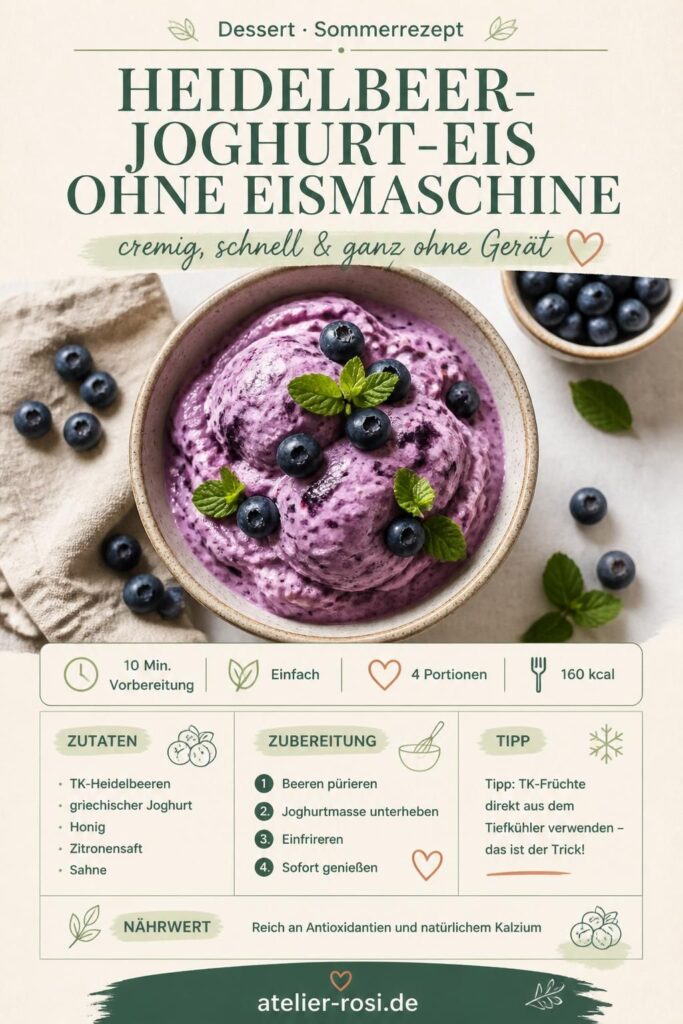 Heidelbeer-Joghurt-Eis ohne Eismaschine – cremig und schnell gemacht