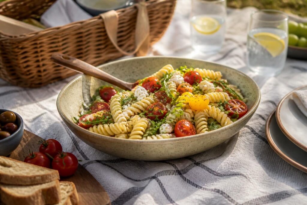 Picknick-Ideen für die Sommerferien, der Brühe-Trick von Tim Mälzer hält den Nudelsalat sechs Stunden saftig