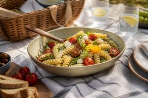 Picknick-Ideen für die Sommerferien, der Brühe-Trick von Tim Mälzer hält den Nudelsalat sechs Stunden saftig