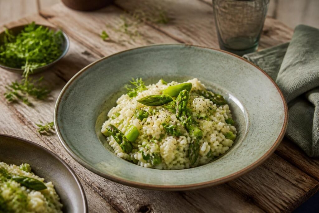 Sommer-Risotto mit grünem Spargel-Rest, Alexander Herrmanns Brühe-Trick aus der letzten Saisonwoche