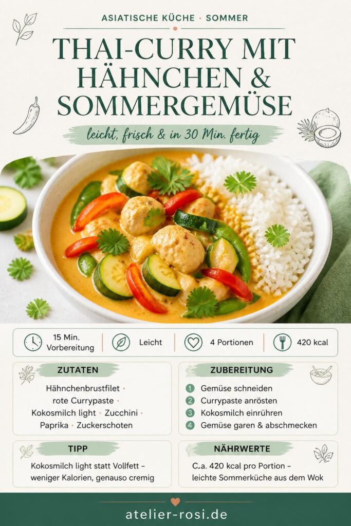 Thai-Curry mit Hähnchen und Sommergemüse – Pinterest-Bild
