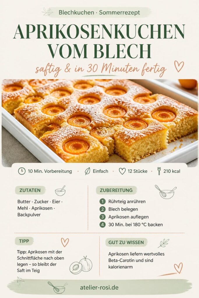 Aprikosenkuchen vom Blech – saftiges Sommerrezept, Pinterest-Pin