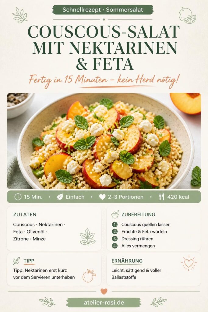 Couscous-Salat mit Nektarinen und Feta – Pinterest-Bild