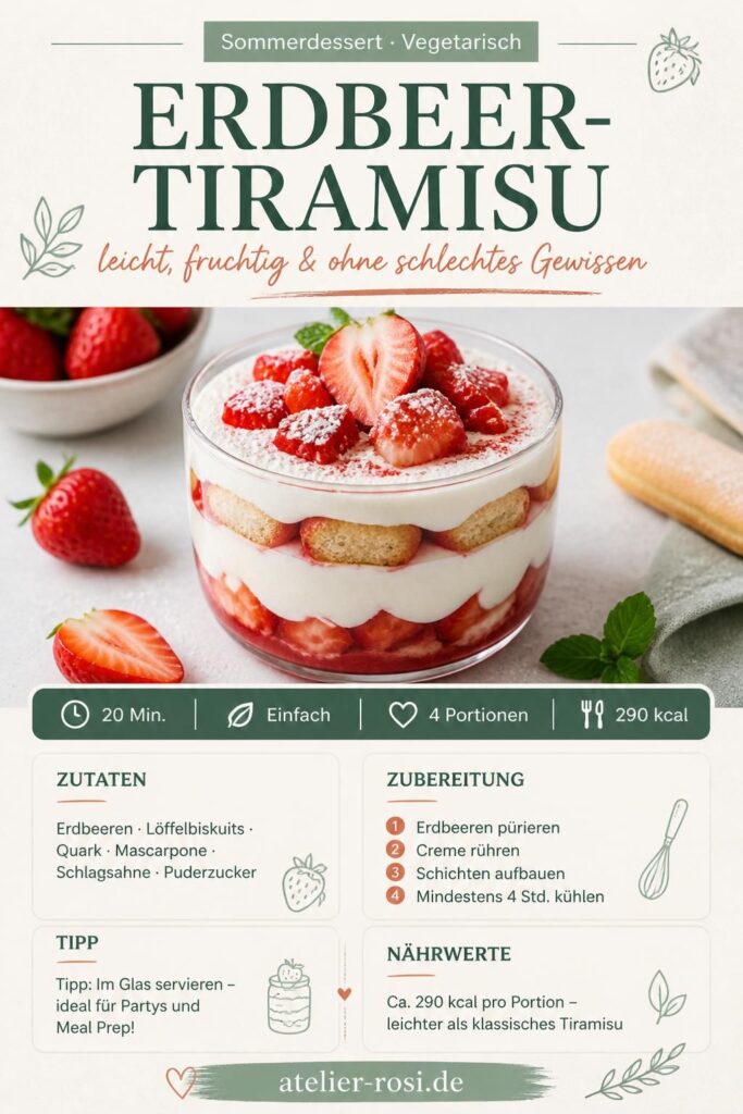 Erdbeer-Tiramisu im Glas – fruchtig-leichtes Sommerdessert ohne schlechtes Gewissen