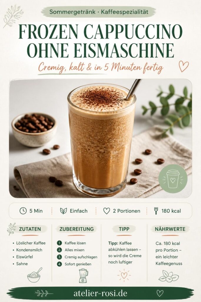 Frozen Cappuccino ohne Eismaschine – cremiges Kaffeeis-Rezept in 5 Minuten für Pinterest