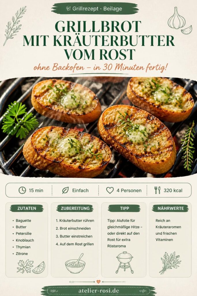 Grillbrot mit Kräuterbutter vom Rost auf Pinterest merken