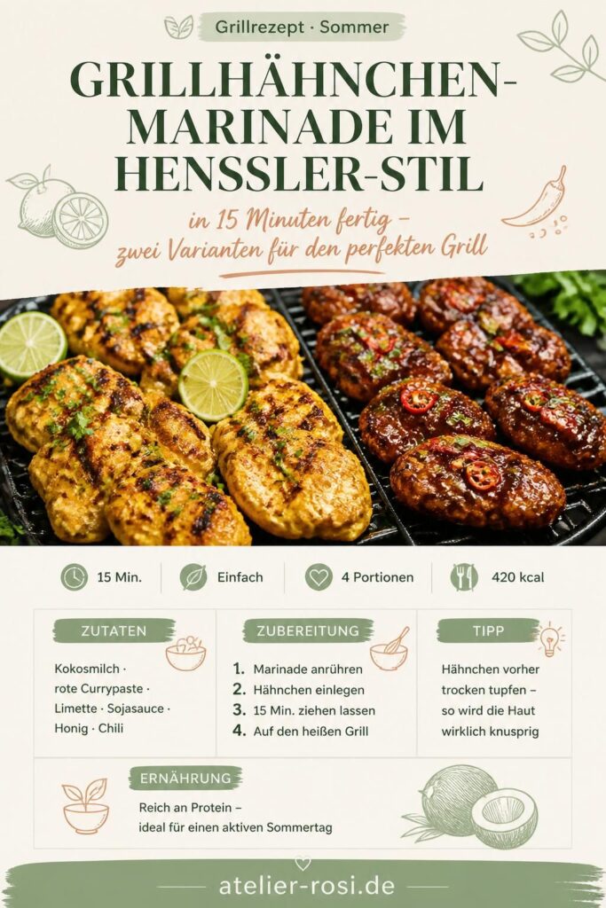 Grillhähnchen-Marinade im Henssler-Stil – Kokos-Curry und Soja-Honig-Chili auf dem Rost