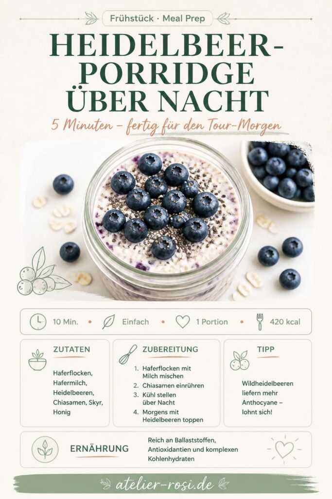 Heidelbeer-Porridge kalt über Nacht im Glas – Pinterest-Rezept von atelier-rosi.de