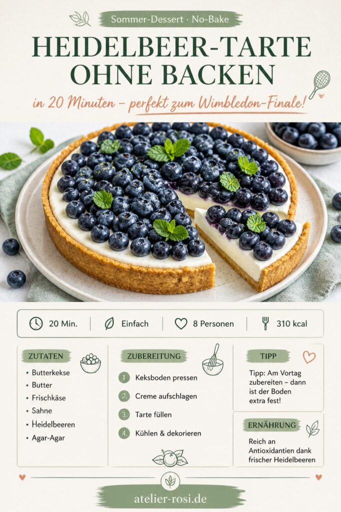 Heidelbeer-Tarte ohne Backen – No-Bake-Rezept für das Wimbledon-Finale, fertig in 20 Minuten