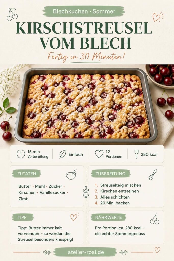 Kirschstreusel vom Blech – schnelles Sommerrezept nach Cornelia Poletto, fertig in 30 Minuten