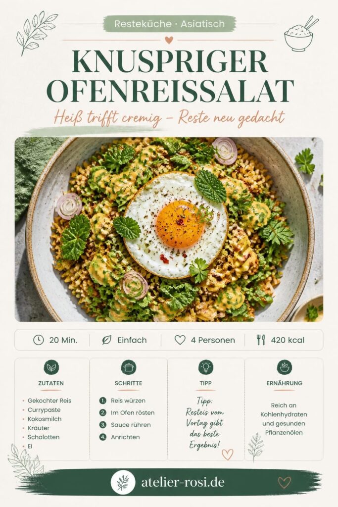 Knuspriger Ofenreissalat nach Hans Gerlach – Pinterest-Bild mit Zutaten und Schritten