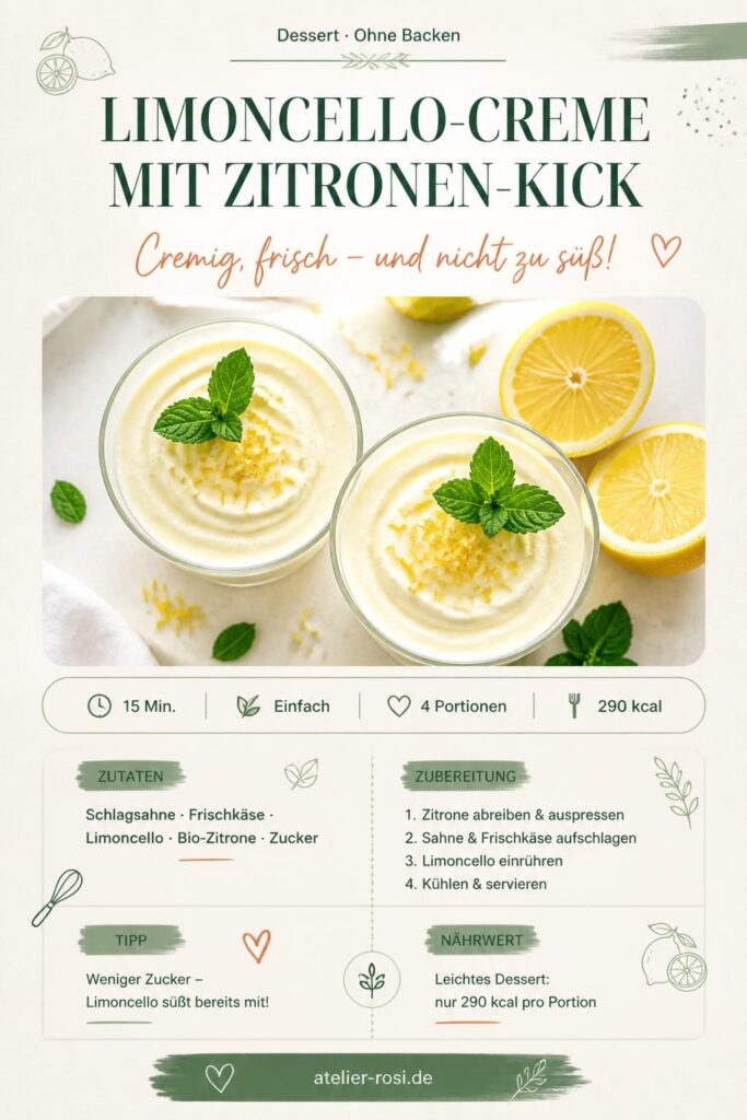 Limoncello-Creme im Glas mit Zitronenabrieb – Pinterest-Pin