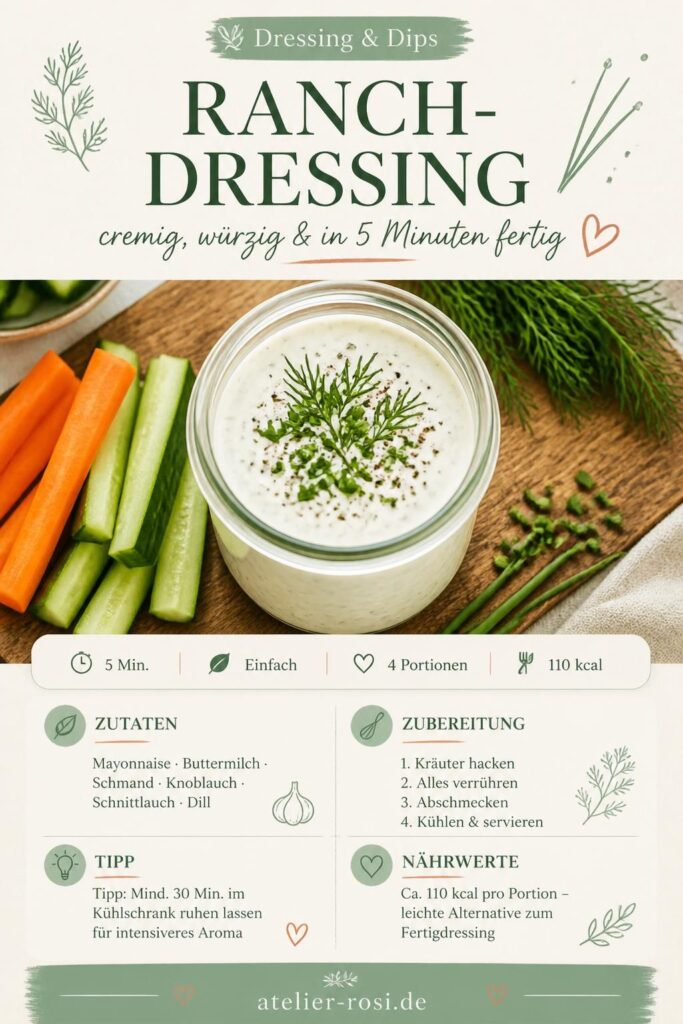 Ranch-Dressing im Glas mit frischen Kräutern – Pinterest-Pin