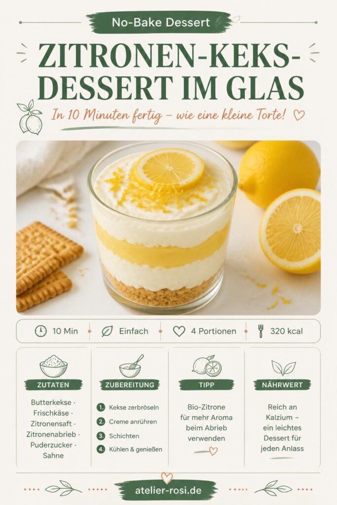 Zitronen-Keks-Dessert im Glas – No-Bake Rezept von atelier-rosi.de